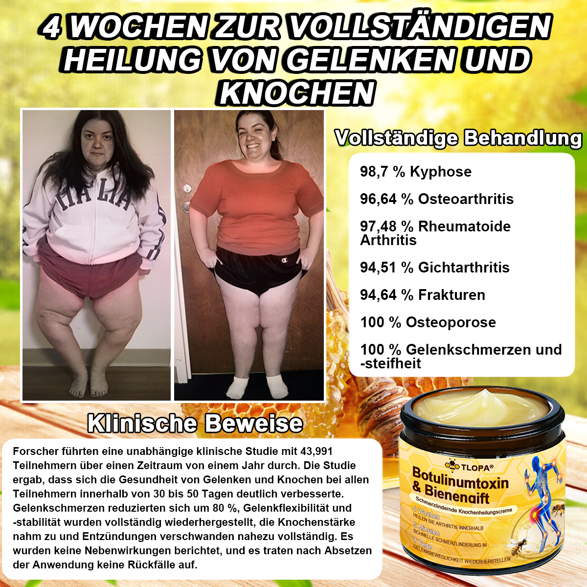TLOPA® Schmerzlindernde Knochenheilungscreme mit Botulinumtoxin und Bienengift 👨⚕️👨⚕️Zugelassen von der Deutschen Gesellschaft für Orthopädische Chirurgie (DGOOC)