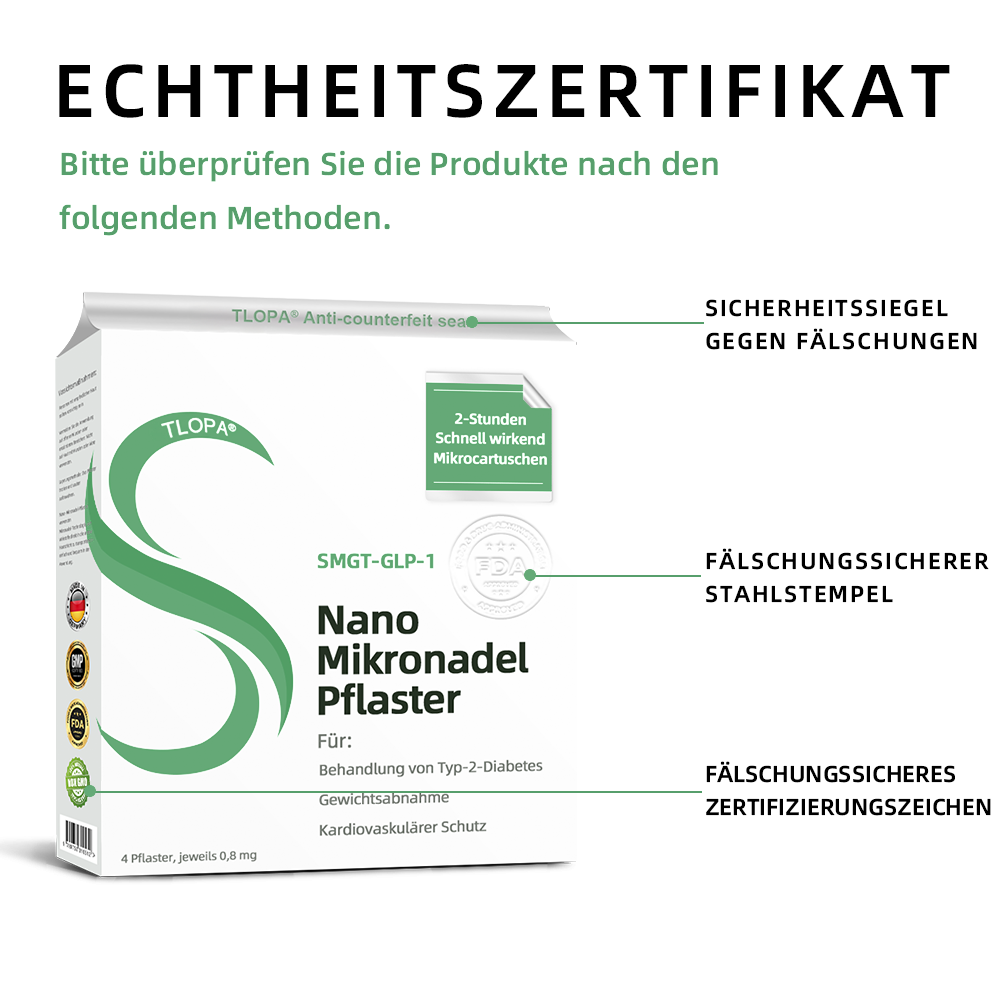 TLOPA®SMGT-GLP-1 Nano-Mikronadel-Pflaster🥑(Schmerzfrei, lang anhaltend, gegen Diabetes, Fettleibigkeit und Herz-Kreislauf-Erkrankungen)