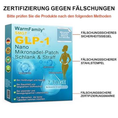 WarmFamily® SMGT-GLP-1 Nano-Mikronadelpflaster mit Kollagen & Matrixyl 3000 ✅ | Klinisch bewährt für Gewichtsverlust, Herz-Kreislauf-Gesundheit, Diabetes und weitere Gesundheitsprobleme, vom Arzt empfohlen👨👨